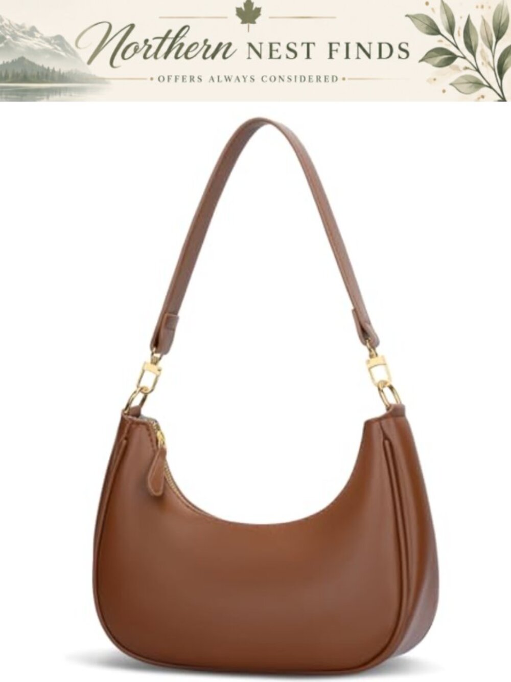 Crescent Shoulder Bag PU Leather Hobo Bag with Detachable Straps
